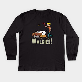 Dog Walking Walkies Kids Long Sleeve T-Shirt